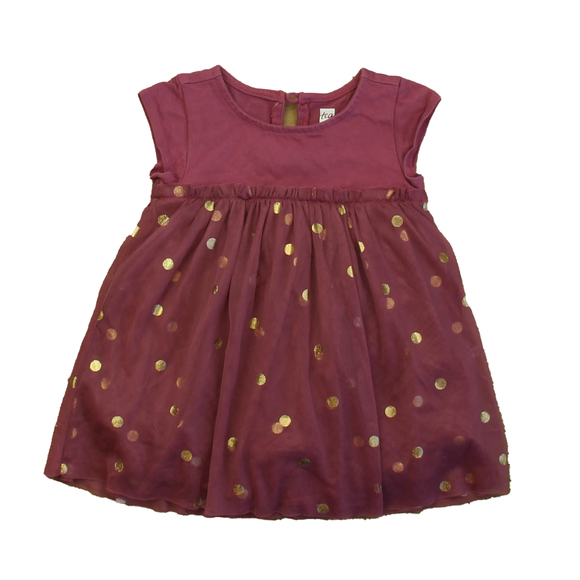 Tea Other - Tea Girls Burgundy | Gold Polka Dots Romper size: 12